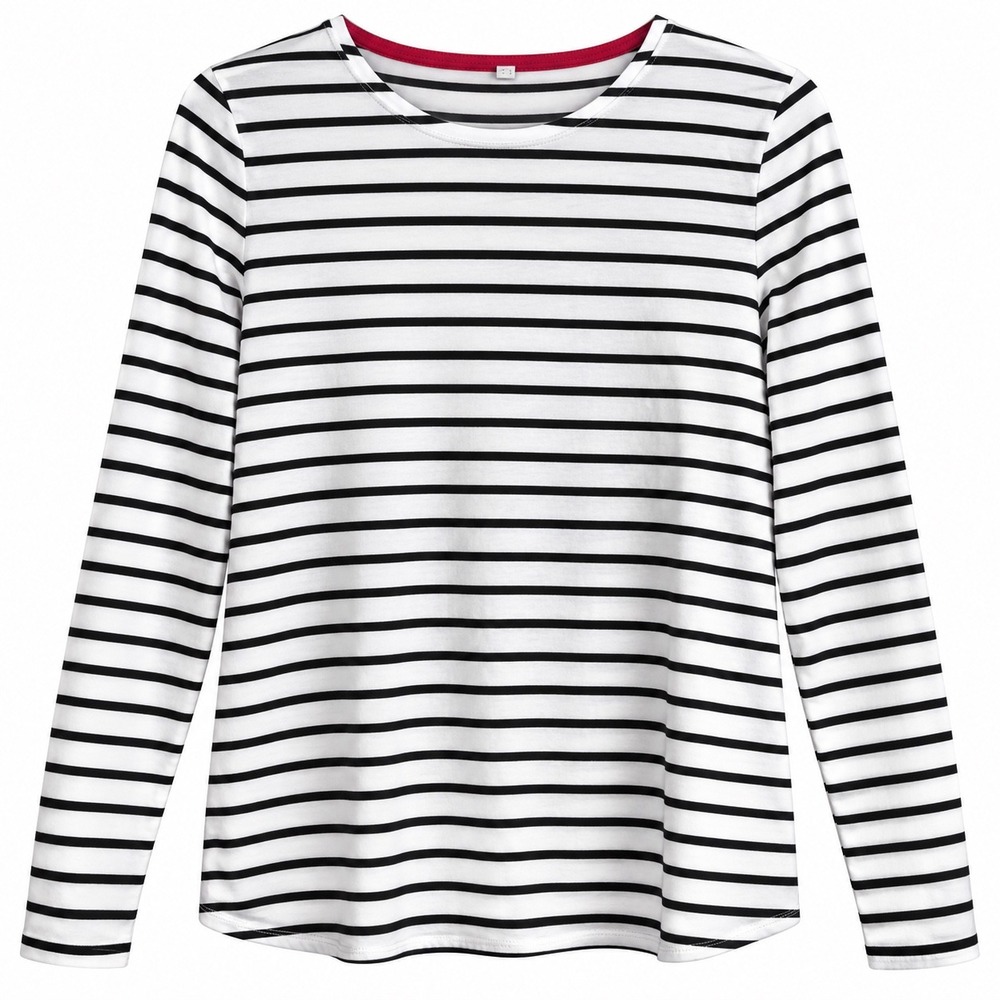 Boden Breton Stripe Long Sleeve T Shirt US 8 Black White Cotton Nautical
